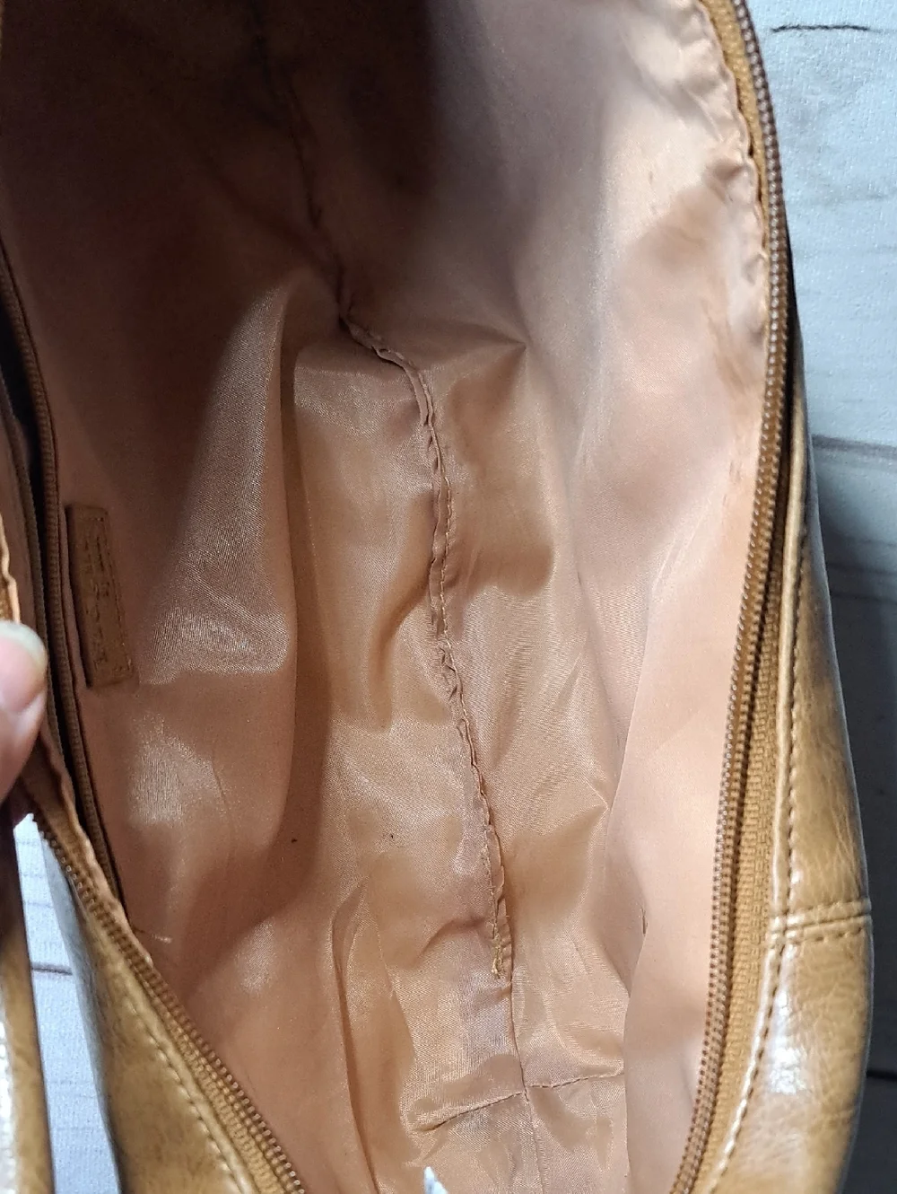 Women's Tan Hobo Shoulder Bag with Silver Ring Accents